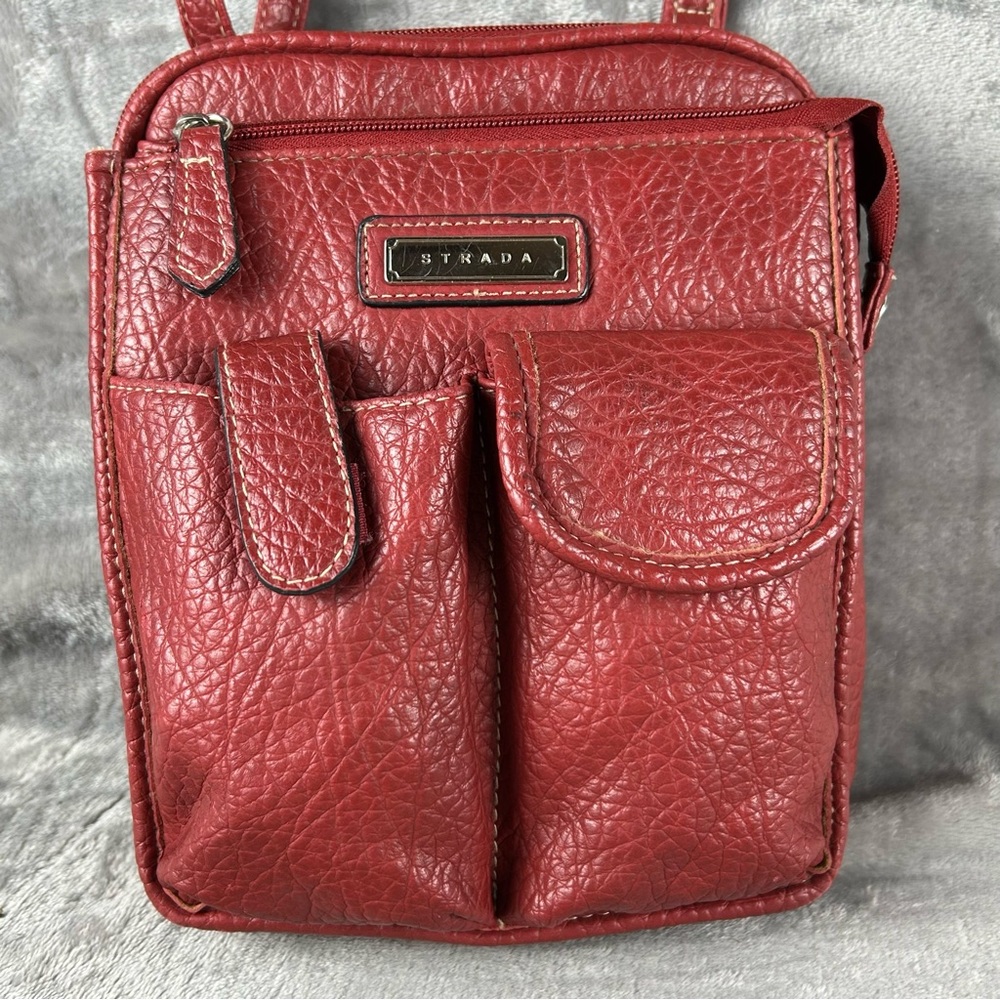 Vintage Strada Crossbody Bag Red Pockets‎ Organizer Pocket Adjustable Strap